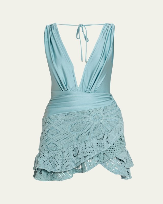 x Camila Coelho Crochet Mini Dress
